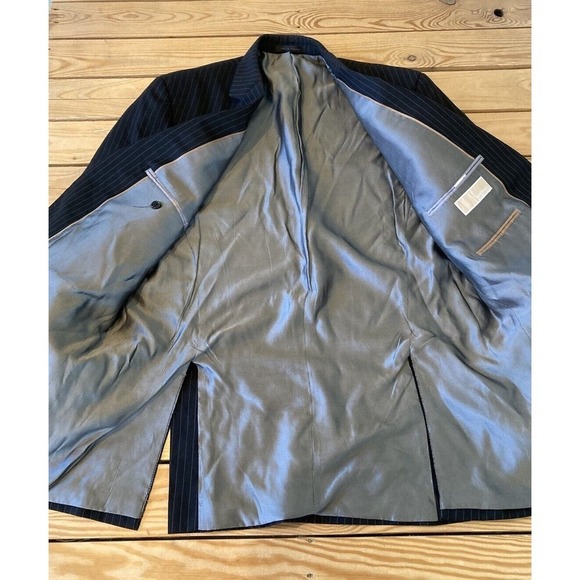 Michael Kors 2 Piece Pin Stripe Suit Size 44L Men’s Black - Picture 4 of 14